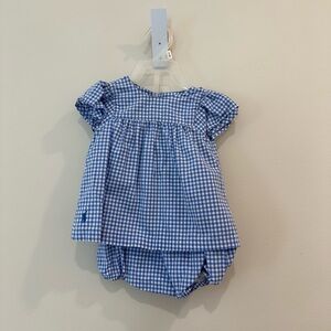 Ralph Lauren Baby Girls Cotton Gingham Top & Bloomer Set size 6M